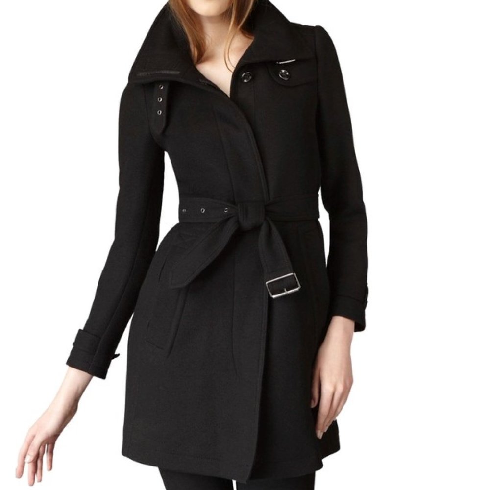 Burberry Black Wool Pea Coat